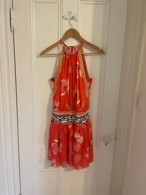 Ramy Brook EUC Rafi Floral Halter Mini Dress Small